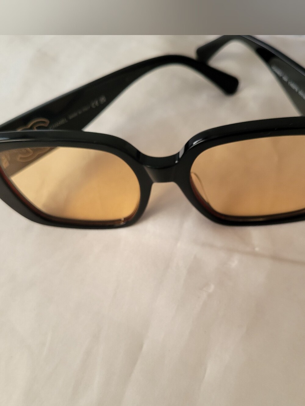 Black Frame Sunglasses with Orange Lenses - Picture 4 of 9